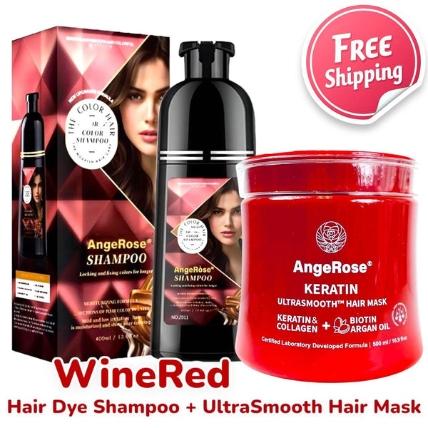 [AngeRose Color & Care Kit] 3-in-1 Hair Color Dye+ Shampoo+ Conditioner & Hair Mask