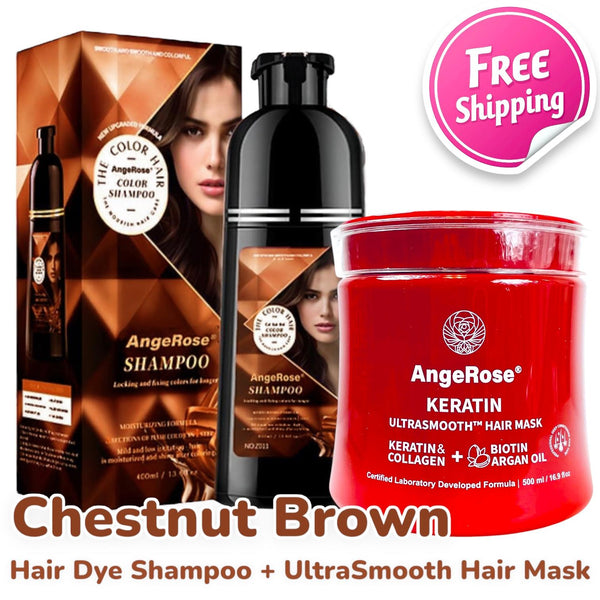 [AngeRose Color & Care Kit] 3-in-1 Hair Color Dye+ Shampoo+ Conditioner & Hair Mask