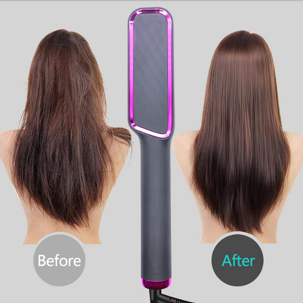 Anti-Scald Heated Hair Straightening Comb – Fast Heating Hair Straightener & Curler | Smooth, Frizz-Free Styling (Purple, Pink, White, Gold, Gray) Hair Straightener Comb