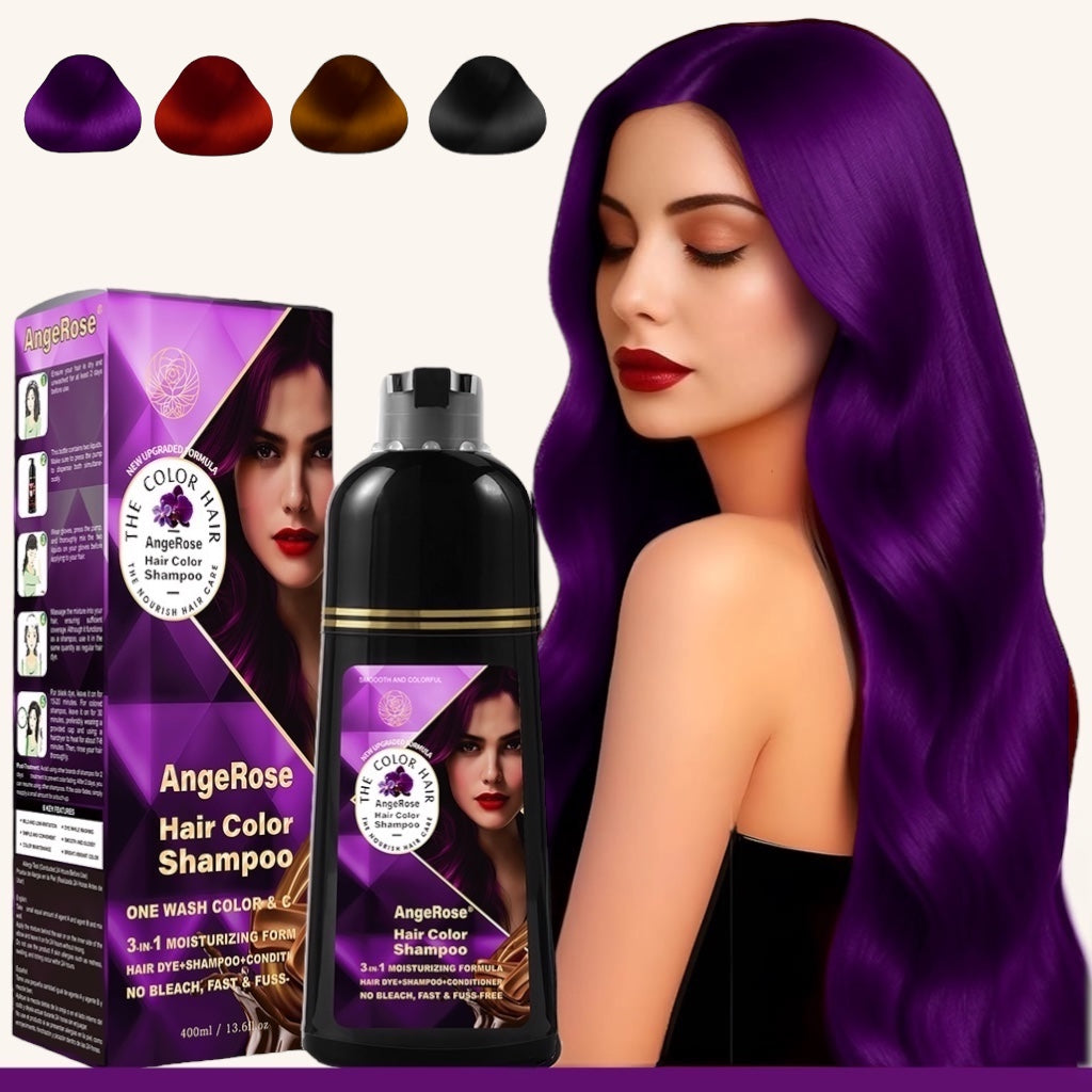 AngeRose Hair Color Shampoo, Hair Dye Shampoo, Instant Grey Hair Coverage, Wine Red, Chestnut Brown, Purple, Perfect Gifts for Women & Men