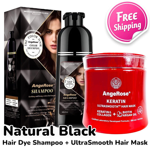 [AngeRose Color & Care Kit] 3-in-1 Hair Color Dye+ Shampoo+ Conditioner & Hair Mask
